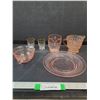 Image 1 : Pink Glass Dishes & (2) Shot Glassware