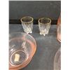 Image 4 : Pink Glass Dishes & (2) Shot Glassware