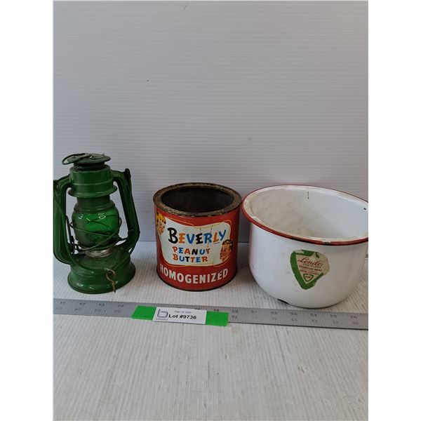 Wingedwheel Green Lantern, Beverly Peanut Butter Can & Stainless Enamel  Ware