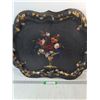 Image 1 : Black Tray With Flower Pattern- 24.5" x 19.5"