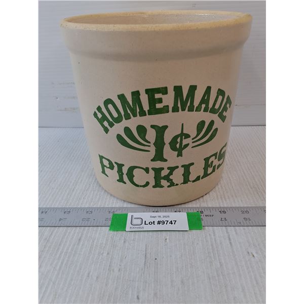 Vintage Homemade 1c Pickles Crock- 7.5" x 8"