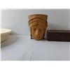 Image 4 : Fuddruckers 1986 Serving Plate, Ronson Luxury Lighter Case, Wood Carved Lady's Face Cup, Smal, Wood 