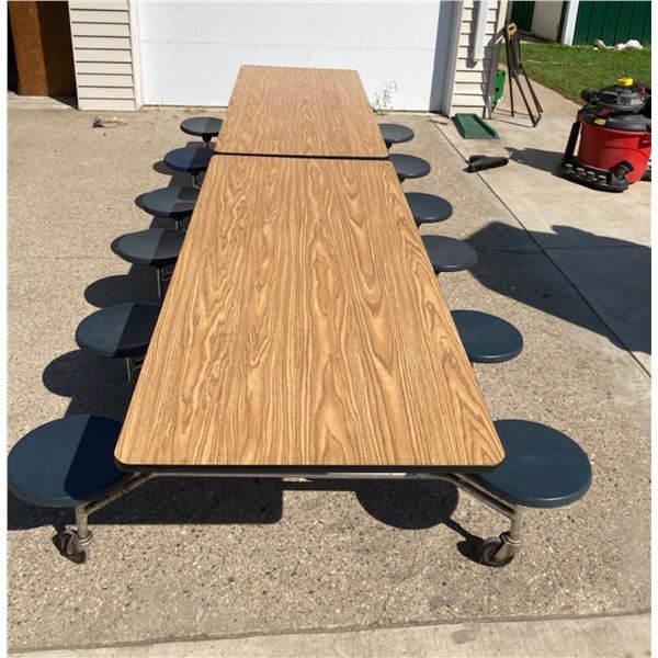 FOLDING CAFETERIA TABLE - 12 STOOLS