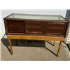 Image 10 : VINTAGE DISPLAY CASE - WOOD AND GLASS, ON STAND