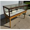 Image 1 : VINTAGE DISPLAY CASE - WOOD AND GLASS, ON STAND