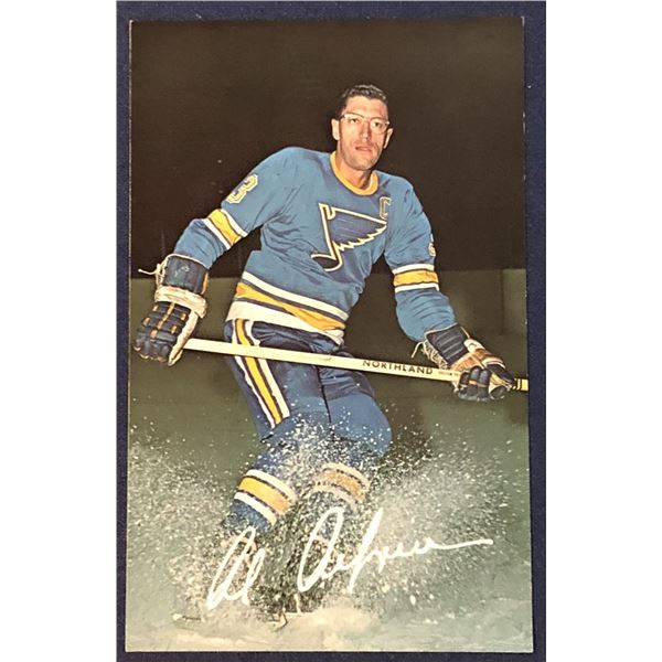 1968 ST. LOUIS BLUES 3.5"x5.5" POSTCARD - AL ARBOUR (HOF) - SIGNED