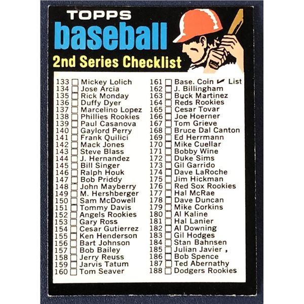 1971 TOPPS 2nd SERIES CHECKLIST
