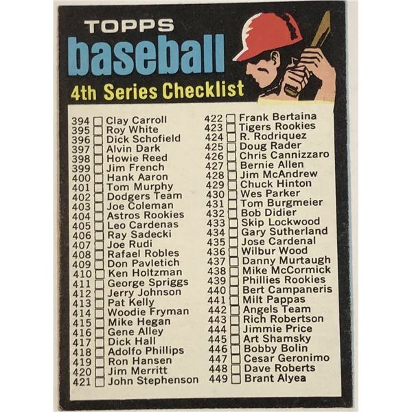 1971 TOPPS 4th SERIES CHECKLIST - VARIATION