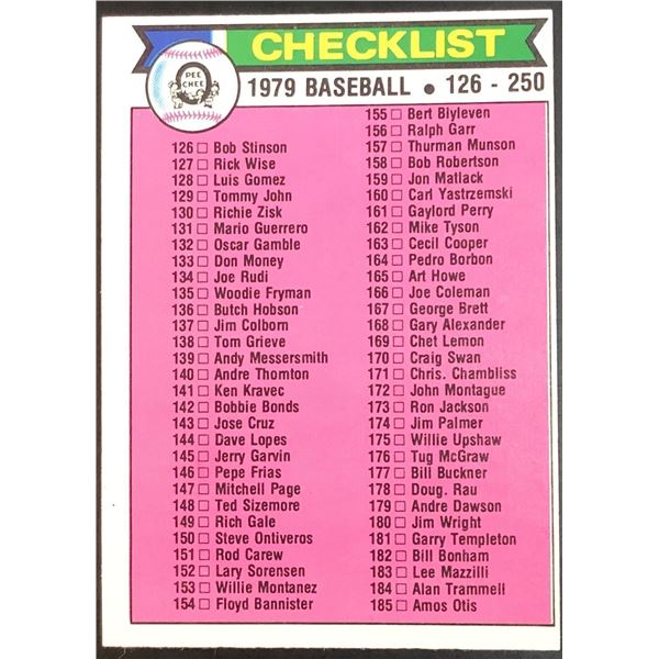 1979 O-PEE-CHEE CHECKLIST 126-250