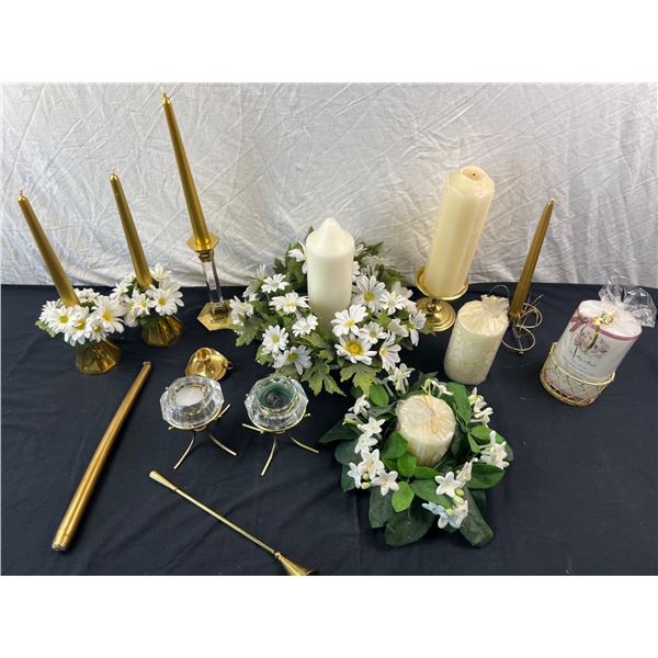 Gold & Floral Candle Decor