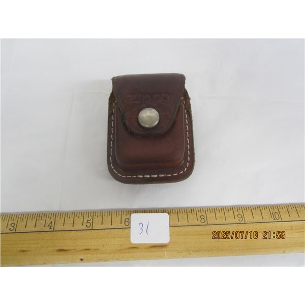 Vintage Leather Zippo Case with Belt Hanger