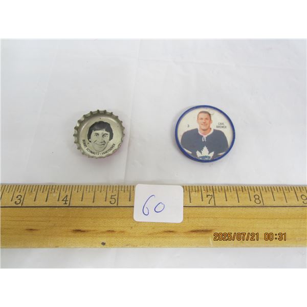 Vintage Carl Brewer Sherrif Coin and a Bobby Schmautz Pepsi Cap