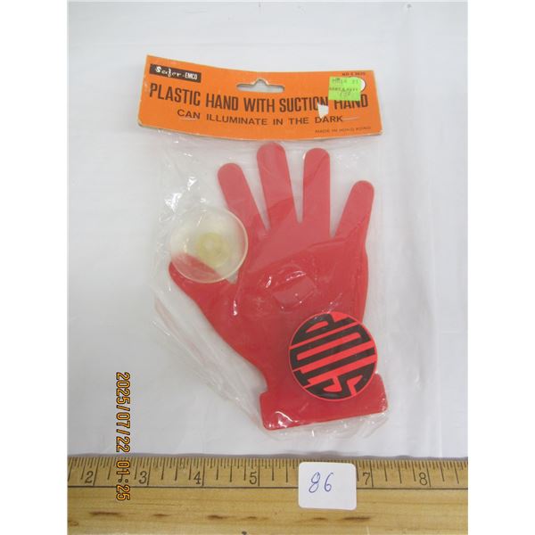 Vintage Plastic Hand with Suction Cup for a Car Window