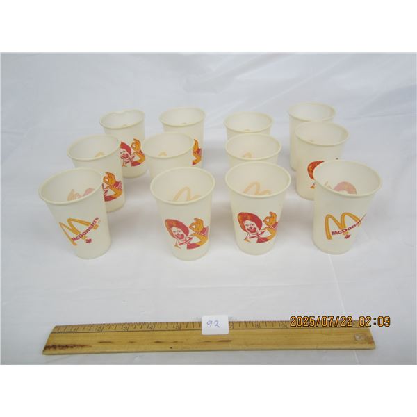Lot of 12 1980's McDonalds Waxed Curtesy Cups