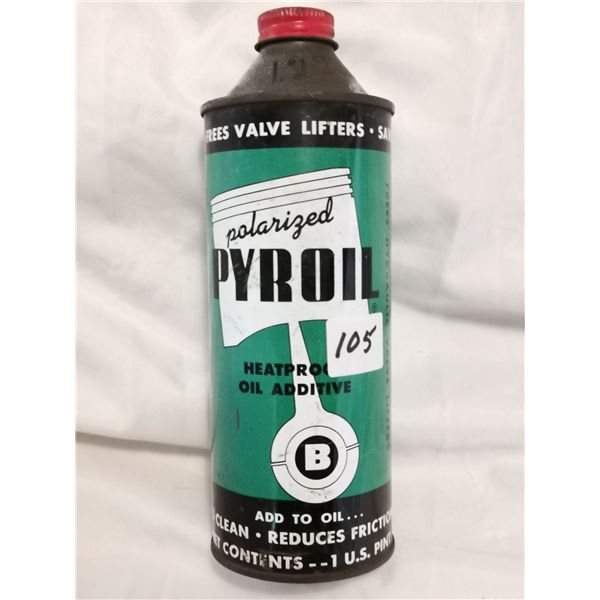 Pyroll oil additive tin can