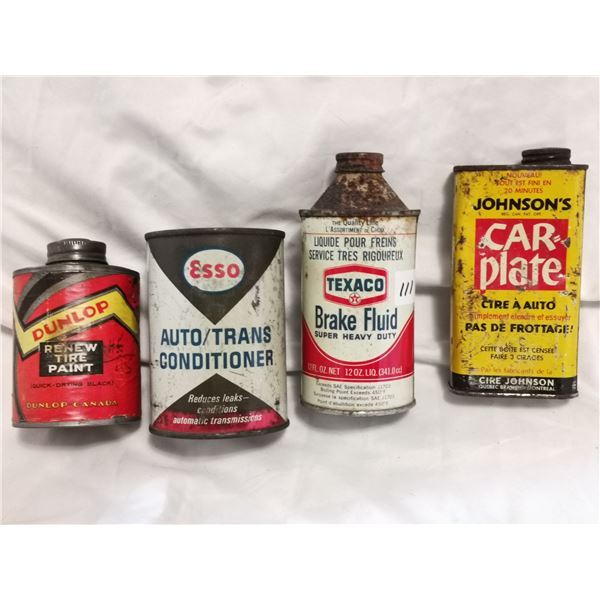 Four oil related tin cans