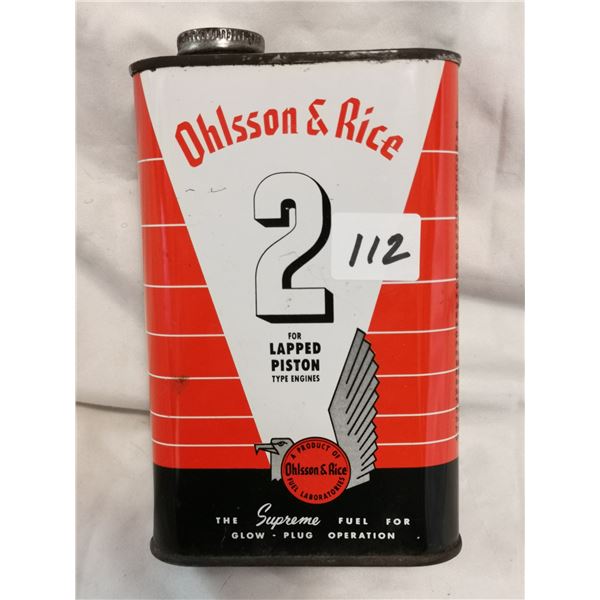 Ohlsson and rice oil additive tin can