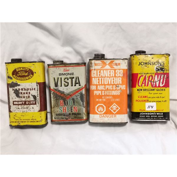 Four oil related tin cans