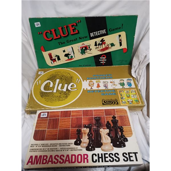 three vintage games, two clue