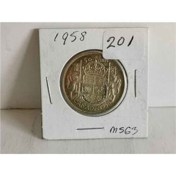 1958 silver half dollar