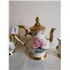 Image 2 : Vintage 22k gold china tea pot cream and sugar bowl