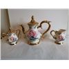 Image 5 : Vintage 22k gold china tea pot cream and sugar bowl