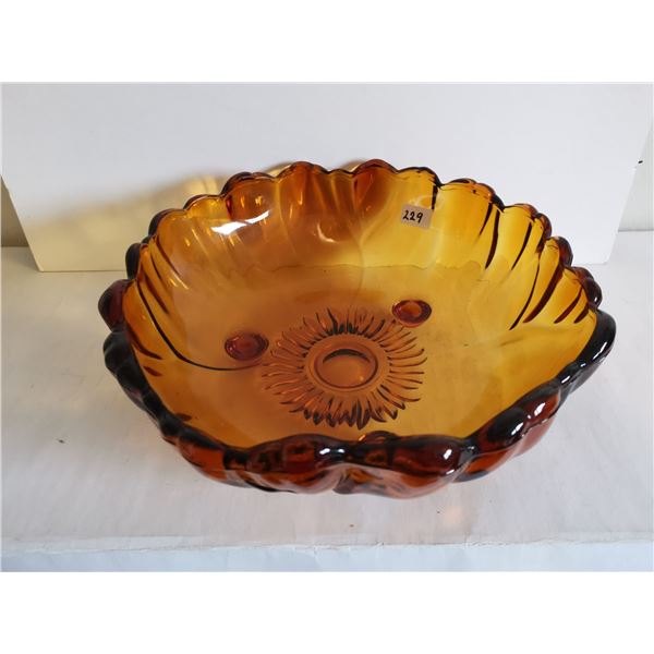 Vintage indiana footed amber fruit bowl 11"