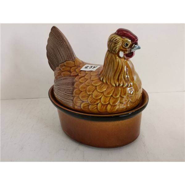 Brown hen on the nest 6" x 4.5x6.5 tall