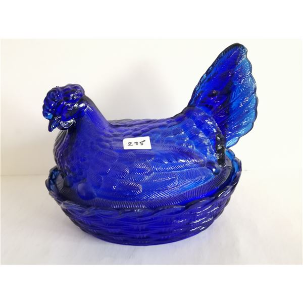 Cobalt blue hen on the nest 8x6x7 high