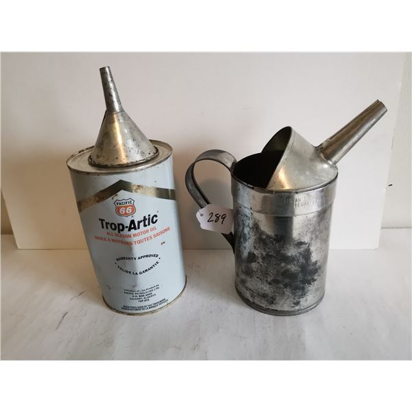 Full pacific 66 oil can, funnel and oil can