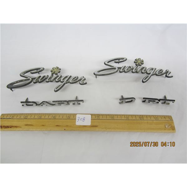 4 Original Dodge Dart Swinger Badges One Part Damaged the Rest Very Nice