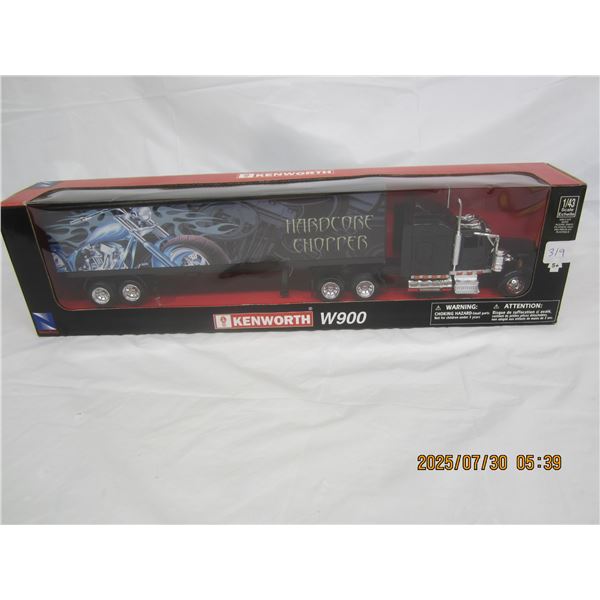 Kenworth W900 Hardcore Chopper Die Cast with Semi and Trailer