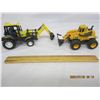 Image 1 : Lot of 2 Toy Tractors Loader and Tractor with Backhoe on the Front