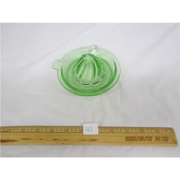 Antique Uranium Glass Juicer Glows Green