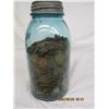 Image 3 : Blue Glass Ball Mason Jar Full of Pennies from the 1940's to Present