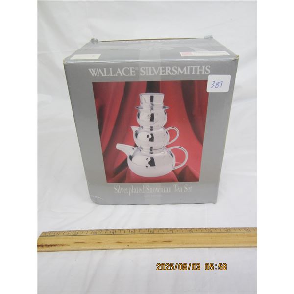 Wallace Silversmiths Snowman Tea Set