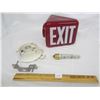 Image 1 : Original 1940's Glass Exit Sign with Mounting Hardware and Modern LED Bulb