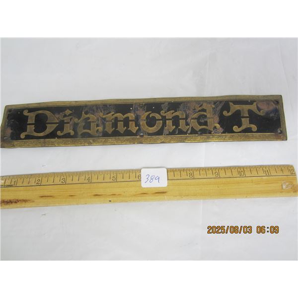 Original Diamond T Truck Badge Brass with Enamel
