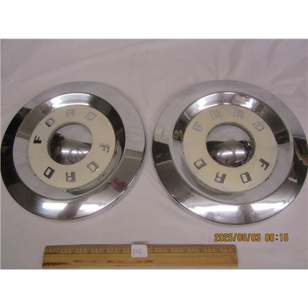 Pair of 1940's -1950's  Ford Hub Caps 10 and ¾  Inches Across