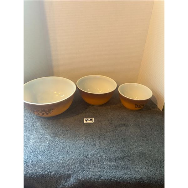 3pc pyrex mixing bowl set