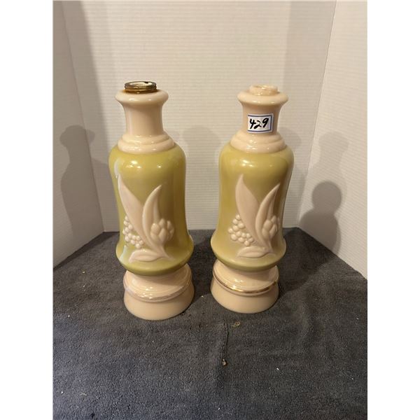 2 aladdin electric lamp- bases 15" - lily of the valley-1952