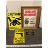 Image 1 : 4 novelty signs- 3- metal and 1 framed
