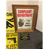 Image 3 : 4 novelty signs- 3- metal and 1 framed