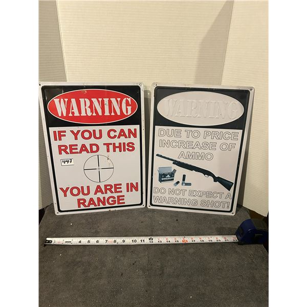 2 novelty metal signs 12"x16"