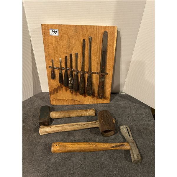 Lot of vintage tools - unusual hammer