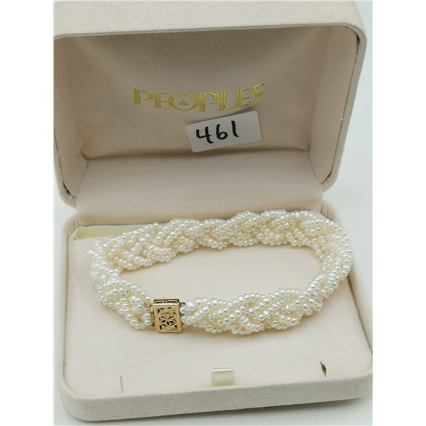 14k Gold hasp bracelet, fresh water pears