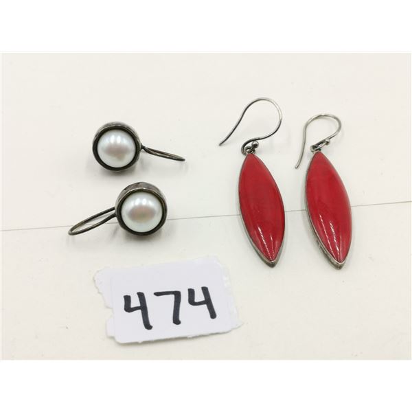 Two antique earrings sets, sterling silver