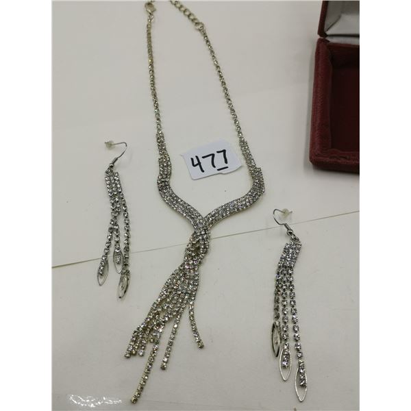 Vintage clear stones necklace earrings set