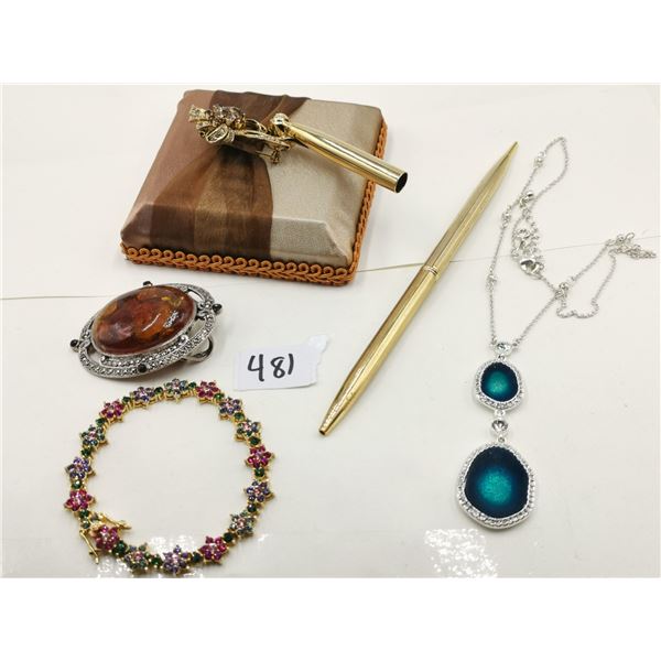 Jewelry, pen with stand, two sided pen pencil