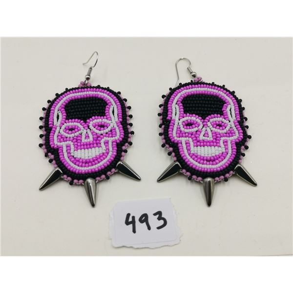 Skull beaded earrings, large